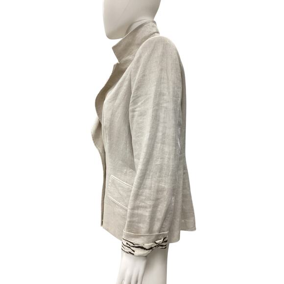 Escada Blazer Womens SZ12 100% Linen Animal Print LiningAmazing Wild Cat Buttons - Picture 3 of 8